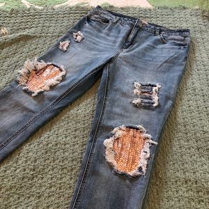 K. Jordan Distressed Embellished Jeans